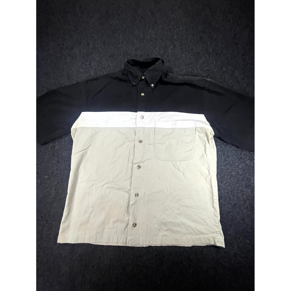 Vintage Wrangler Western Shirt Men Small Black Tan Colorblock Collar Button Down